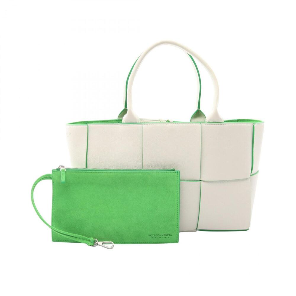 Bottega Veneta Arco Maxi Intrecciato Tote Bag Handbag Leather Women's White/G...